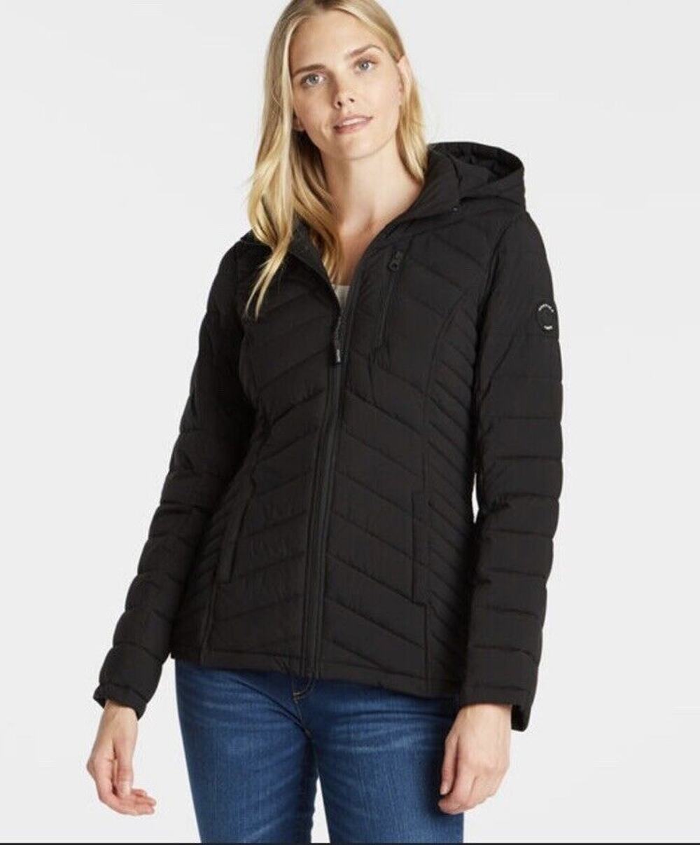 Nautica $149 Short Stretch Womens Black Quilted Jacket Size XS